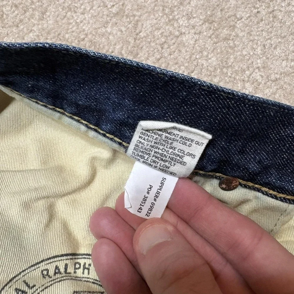 Polo Ralph Lauren Selvedge Denim Jeans Mens 44Bx30 Big Tall Straight Whiskers